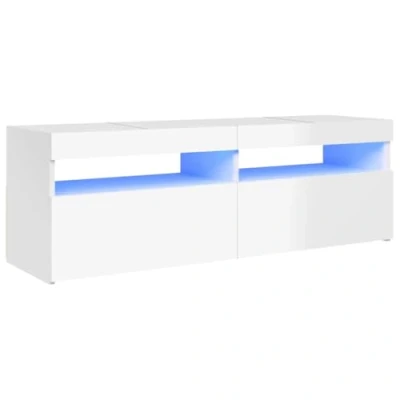 Afbeelding van vidaXL tv meubel met ledverlichting, glanzend wit, 120 x 35 40 cm