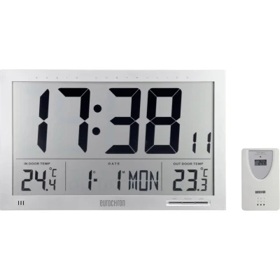 Afbeelding van Eurochron EFWU Jumbo 102 Wandklok Zendergestuurd 370 mm x 230 30 Zilver