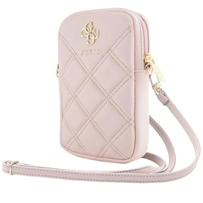 Afbeelding van Guess Quilted 4G Metal Logo Wallet Pouch met Riem (7 Inch) Roze
