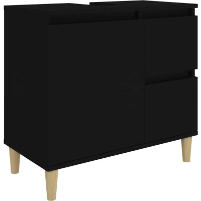 Afbeelding van Badkamerkast 65x33x60 cm bewerkt hout zwart