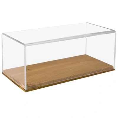 Afbeelding van HMF 46874 vitrine van acryl met houten sokkel voor miniatuurautomodellen, 34 x 16 14 cm, transparant