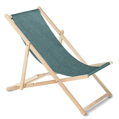 Afbeelding van GreenBlue strandstoel Houten ligstoel Beukenhout Drie verstelbare rugleuningposities Blauw