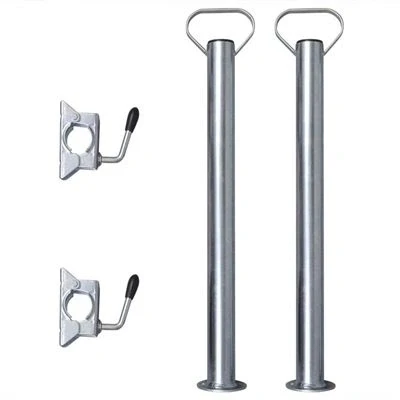 Image de vidaXL 2 Tubes de support et colliers pour roue jockey remorque 48 mm