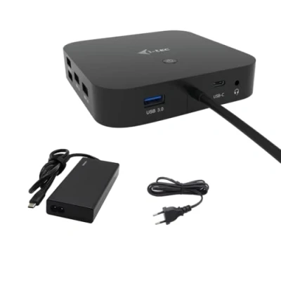 Afbeelding van i Tec USB C HDMI DP Docking Station PD 100W + Universele Charger 112W C31TRI4KDPDPRO100