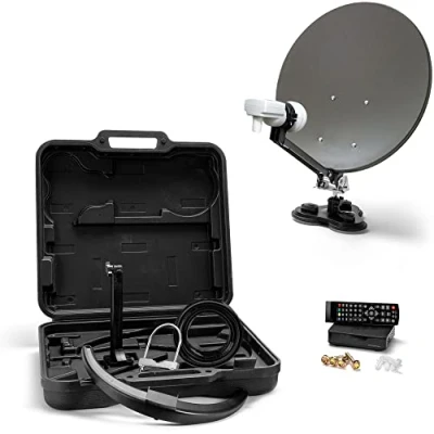 Afbeelding van XORO 38,5 cm MCA 38 HD campingsatellietantenne met FullHD DVB S2 ontvanger, eenvoudige LNB geïntegreerde satellietzoeker, 10 m kabel, houders, in harde koffer