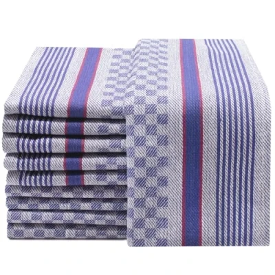 Afbeelding van ZOLLNER Set van 10 theedoeken 45 x 90 cm katoen blauw geruit