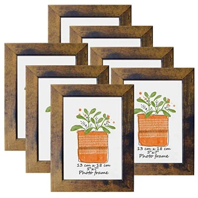 Afbeelding van Fotolijst 7x5 Rustieke Houten Fotolijsten Past 5 bij 7 Inch Prints Muur Tafelblad Display, Pack