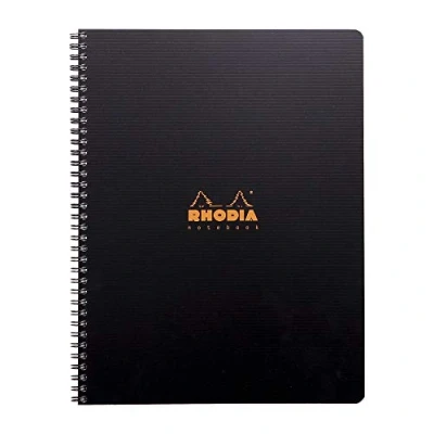 Image de RHODIA 119901C Cahier à Spirale (Reliure Intégrale) Noir A4+ 22,5 x 29,7 cm Ligné 160 pages Détachables Perf 4 Trous Papier Clairefontaine 90 g/m² Couverture Polypro Rhodiactive
