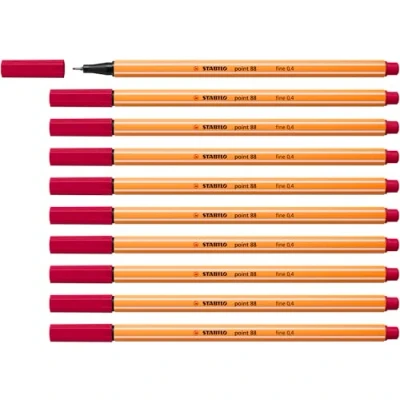 Afbeelding van STABILO point 88 Premium Fineliner Fine 0,4 mm Crimson Rood Doos 10 stuks