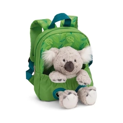 Afbeelding van Sac à dos 21x26cm avec peluche Koala 25cm vert Cartable de maternelle doux et moelleux amovible pour garçons filles 2 5 ans 61744