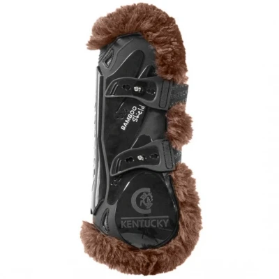Afbeelding van Kentucky Peesbeschermers Bamboo Elastic Vegan Sheepskin Zwart/Bruin L