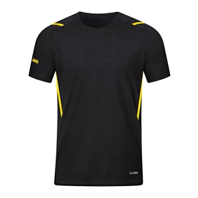 Afbeelding van JAKO T shirt Challenge Zwart gemeleerd/citroen