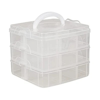 Afbeelding van Rayher 3918100 Sortkeerbox Klein, met Handvat, 15.5x15x5x12.9 cm, 3x6 Vakken, Transparant