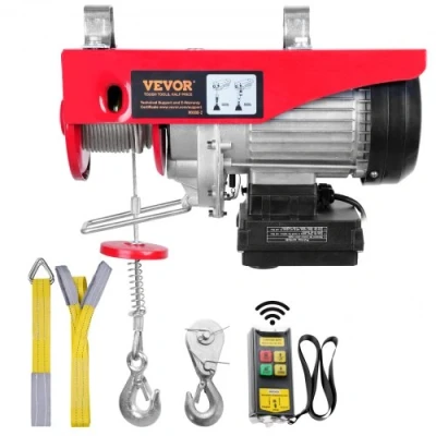 Image de VEVOR Treuil à Câble Électrique 400 kg Palan avec Télécommande sans Fil 850 W 10 m/min Hauteur de Levage Simple 12 m Moteur en Cuivre Pur pour Garages Entrepôts Usines