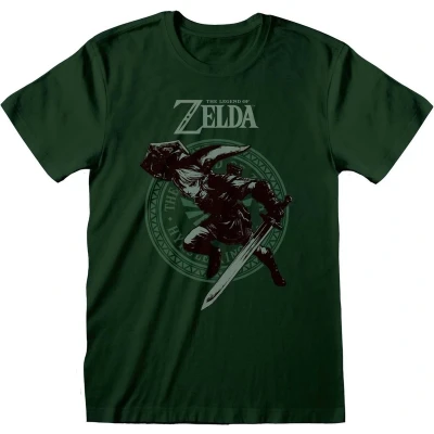 Afbeelding van Henry Tiger Nintendo Legend OF Zelda LINK POSE Tshirt print, Heren, Maat: Medium, Bottle green
