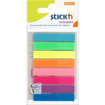 Afbeelding van Stick&#039;n Smalle Index tabs 45x8mm 8x neon assorti kleuren 160