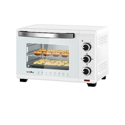 Afbeelding van WOLTU Mini oven, inhoud 21 l, elektrische tafeloven, kleine oven met timer 0 60 minuten, 100 230 C, 1280 W, deur dubbele beglazing, boven/onderwarmte, zwart