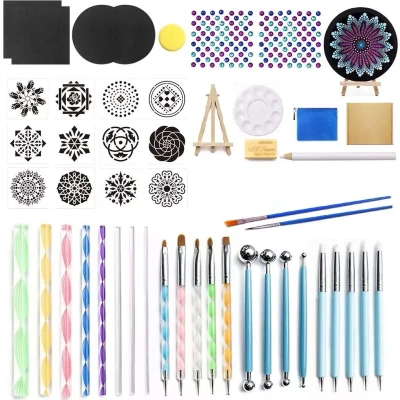 Afbeelding van dotting Tools 43 delig Mandala Nail Art penselen voor Dot Painting inclusief Sjablonen EarKings
