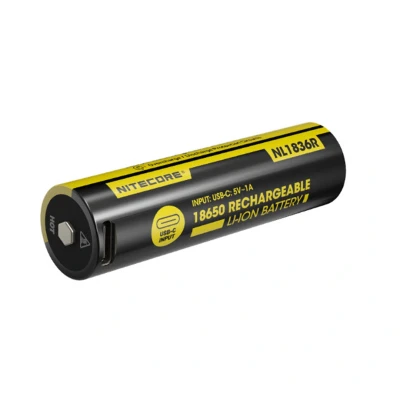 Afbeelding van Nitecore NL1836R Li ion oplaadbare batterij met geïntegreerde USB C oplaadpoort, 3,6V, 3600 mAh