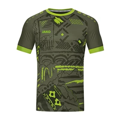 Afbeelding van JAKO Shirt Tropicana MC Kaki/fluogroen
