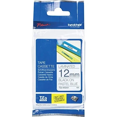 Afbeelding van Brother TZe MQ531 Tape Zwart op pastel blauw