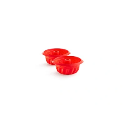 Afbeelding van Lékué Set van 2 mini tulbandvormen siliconen, rood, 15 cm