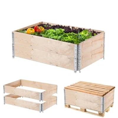 Afbeelding van KADAX Set van 2 frames voor houten pallets, stapelbaar, frame tuin, verhoogd bed, plantenbak, groentebed, kruidenbed (2 stuks, 120 x 80 22,5 cm)