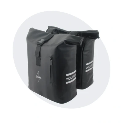 Afbeelding van Voltano Dubbele Fietstas Rolltop E bike Pro Zwart 48 Liter 100% Waterdicht