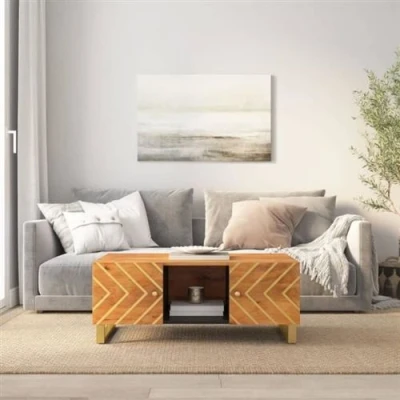 Afbeelding van Salontafel 100x54x40 cm massief mangohout bruin en zwart
