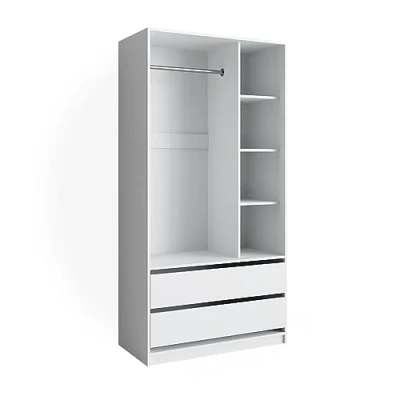Afbeelding van Vicco Kledingopslagkast Elmo, Wit/Wit, 100 x 200 cm met 2 laden