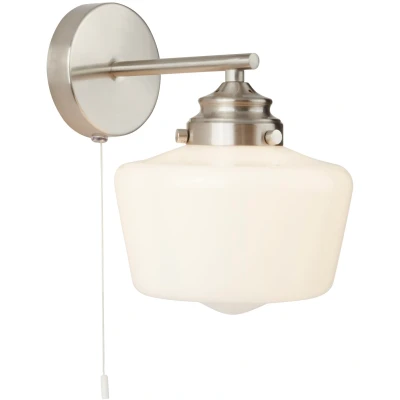 Afbeelding van Searchlight School House Wandverlichting Met Trekschakelaar 17 X 22,5 Cm IP44 Satijn Zilver