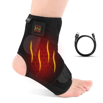 Afbeelding van Enkelbrace Verwarming Bescherming Enkel Code Zwart Verwarmd Ondersteuning Wraps 3 Nau Controller Verstuiking Wrap Mannen Vrouwen Met USB poort Oplaadkabel