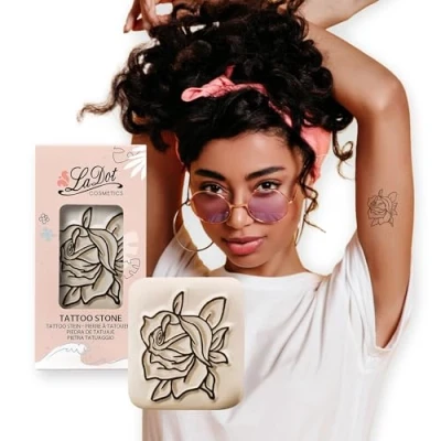 Afbeelding van LaDot Tattoo Stempel Steen L11 Large Roos Nep Black Kinderen en Volwassenen