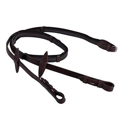 Afbeelding van QHP Teugel Antislip met stops maat Pony dark brown
