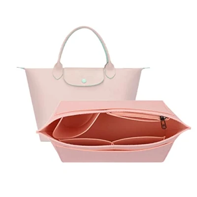Afbeelding van D.DUO Vilten handtas organizer, opvouwbare draagtas organizer voor Longchamp (roze, L)