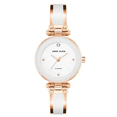Afbeelding van ANNE KLEIN Dameshorloge met echte diamanten wijzerplaat, Wit., Jurk/Minimalistisch