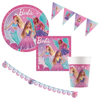 Afbeelding van Procos Barbie Fantasy partyset, meerdelige decoratieset voor kinderverjaardag en zomerfeest, tafeldecoratie, verjaardagsdecoratie