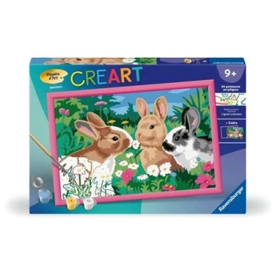 Image de CreArt Kids 31x21cm Lapins dans le pré, Kit de peinture par numéros Numéro d&#039;Art, Des 9 ans, 25847,