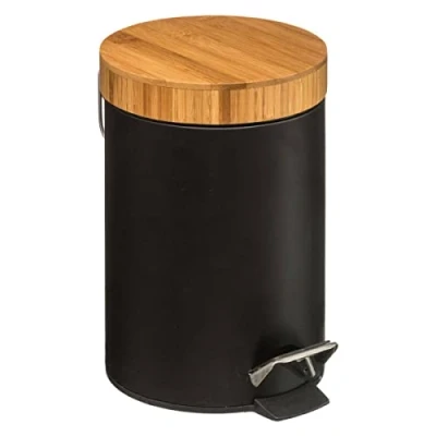 Image de 5five poubelle à couvercle bambou 3l naturéo noir