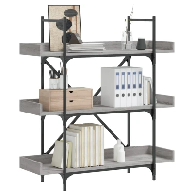 Afbeelding van Boekenkast 3 laags 100x33x108,5 cm bewerkt hout grijs sonoma