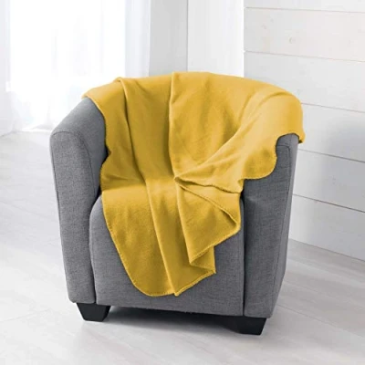 Afbeelding van douceur d&#039;intérieur, Knus deken (125 x 150 cm) Milou geel, fleece