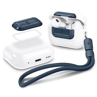 Afbeelding van Spigen Lock Fit M [EZ FIT] Beschermclip met veilige sluiting, compatibel AirPods Pro 2 (2023/2022)/AirPods (2019) riem, metalen leisteen