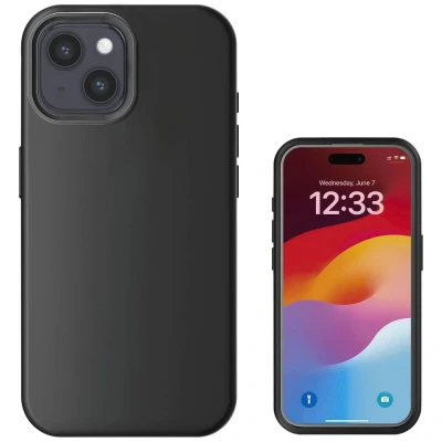 Afbeelding van 4Smarts Silikon Case Backcover Apple iPhone 15 Plus Zwart MagSafe compatible