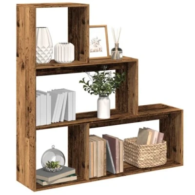 Image de vidaXL Étagère séparatrice de pièce 3 niveaux vieux bois 123x29x123 cm857992