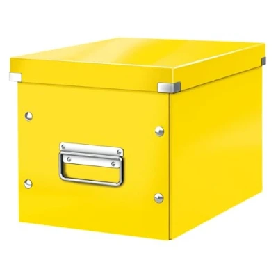 Afbeelding van Leitz WOW Click &amp; Store Cube Middelgrote Kartonnen Opbergdoos met Deksel 26 x 24 Cm (BxHxD) Geel