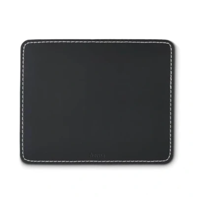 Afbeelding van Hama Muismat (computer muismat, natuurlijk rubber, rubberen achterkant, laser muis, optisch, 22 x 18 0,3 cm, elegant, leer) zwart