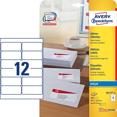 Image de Avery Zweckform J8177 étiquettes adresses 300 étiquette(s)