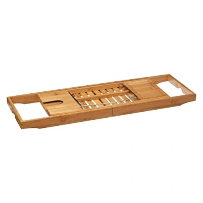Afbeelding van Luxe bamboe badplank uitschuifbaar/verstelbaar 70 105 x 22 4 cm Houten plank voor het bad
