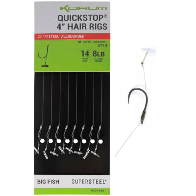 Afbeelding van Korum Big Fish Supersteel Allrounder Quickstop 4 Hair Rigs Barbless (8pcs) Maat : haak 8 0.30mm