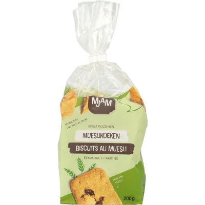Afbeelding van Mjam Mueslikoeken Spelt Rozijnen 200GR
